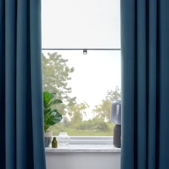 IKEA ROSENMANDEL Draperii semiopace, 2buc, albastru inchis/rjns, 135x300 cm