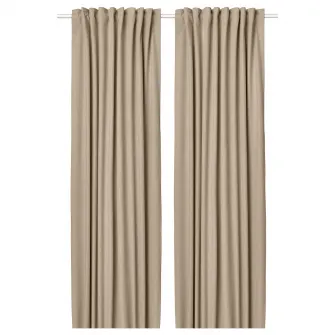 IKEA ROSENMANDEL Draperii semiopace, 2buc, galben-bej/rjns, 135x300 cm