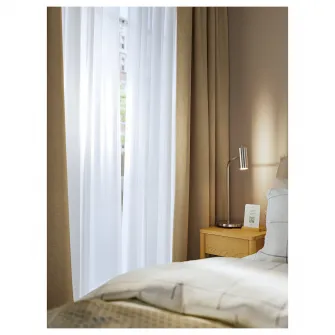 IKEA ROSENMANDEL Draperii semiopace, 2buc, galben-bej/rjns, 135x300 cm