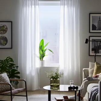 IKEA ROSENROBINIA Perdele transparente, 2buc, alb/rjns, 145x300 cm