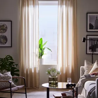 IKEA ROSENROBINIA Perdele transparente, 2buc, bej/rjns, 145x300 cm
