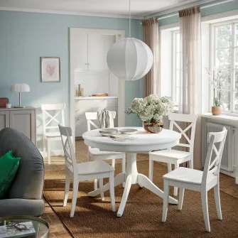 IKEA ROSENTORP Masa extensibila, alb, 110/155 cm