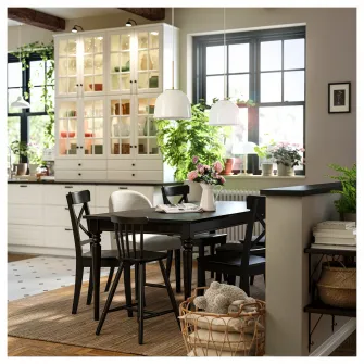 IKEA ROSENTORP Masa extensibila, negru, 155/215x87 cm