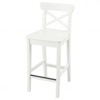 IKEA ROSENTORP Scaun bar cu spatar, inaltimea blatului/alb, 63 cm