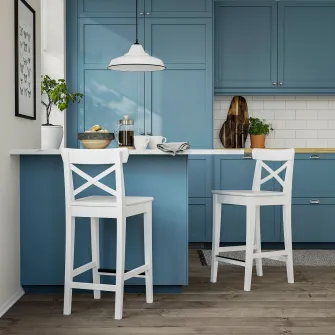 IKEA ROSENTORP Scaun bar cu spatar, inaltimea blatului/alb, 63 cm