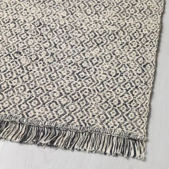 IKEA RÖRKÄR Covor, tesatura plata, negru/natur, 80x150 cm