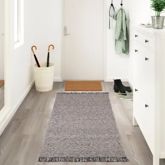IKEA RÖRKÄR Covor, tesatura plata, negru/natur, 80x150 cm