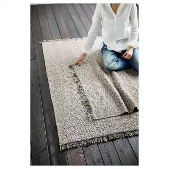 IKEA RÖRKÄR Covor, tesatura plata, negru/natur, 80x150 cm