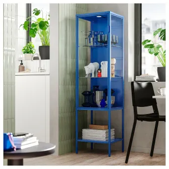 IKEA RUDSTA Corp cu usa de sticla, albastru, 42x37x155 cm