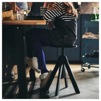 IKEA RUDSTORP Taburet, negru, 44-55 cm
