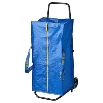 IKEA RULLEBÖR / FRAKTA Carucior cu sacosa, negru/albastru