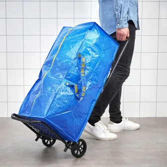 IKEA RULLEBÖR / FRAKTA Carucior cu sacosa, negru/albastru