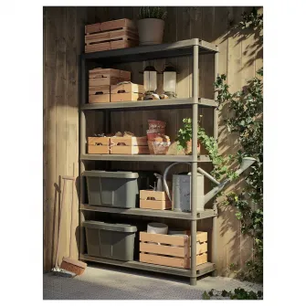 IKEA RUNMARÖ Etajera, gri inchis interior/exterior, 120x40x188 cm