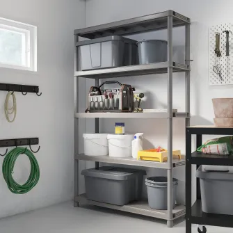 IKEA RUNMARÖ Etajera, gri inchis interior/exterior, 120x40x188 cm