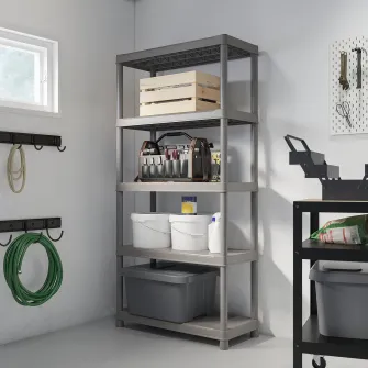IKEA RUNMARÖ Etajera, gri inchis interior/exterior, 90x40x182 cm