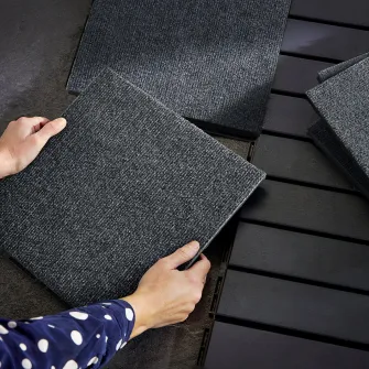 IKEA RUNNEN Podea de exterior, textil gri inchis, 0.81 m²