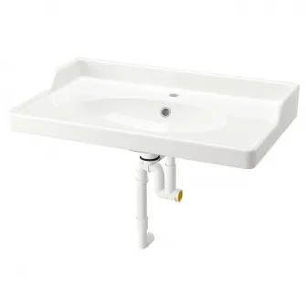 IKEA RUTSJÖN Lavoar cu sifon, alb, 82x49 cm