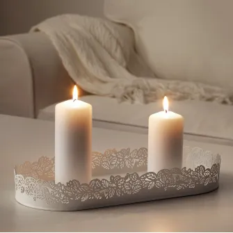 IKEA SAMVERKA Farfurie lumanare, oval alb, 35x15 cm