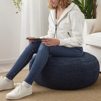 IKEA SANDARED Pouf, albastru inchis, 71 cm