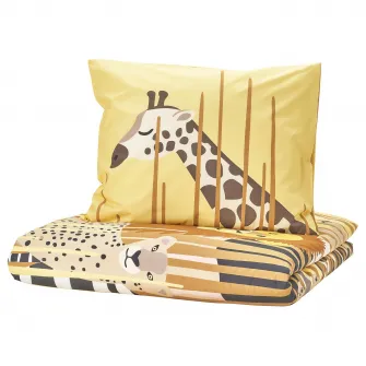 IKEA SANDLÖPARE Husa pilota+fata perna, galben/savana, 150x200/50x60 cm