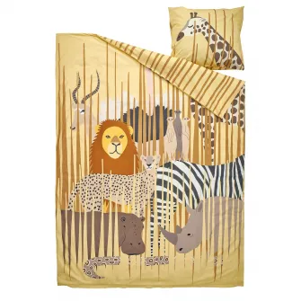 IKEA SANDLÖPARE Husa pilota+fata perna, galben/savana, 150x200/50x60 cm