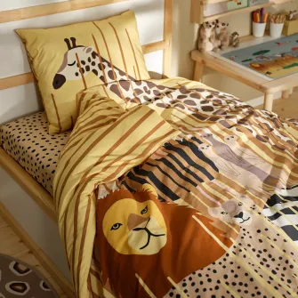 IKEA SANDLÖPARE Husa pilota+fata perna, galben/savana, 150x200/50x60 cm