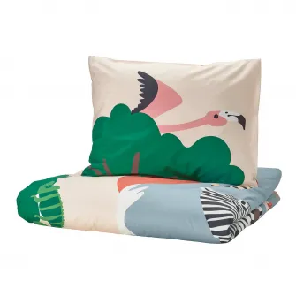 IKEA SANDLÖPARE Husa pilota+fata perna, multicolor/savana, 150x200/50x60 cm