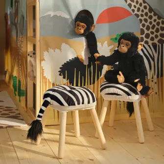IKEA SANDLÖPARE Husa taburet, negru alb/model zebra, 38 cm