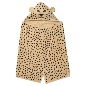 IKEA SANDLÖPARE Prosop cu gluga, maro des/model ghepard, 70x140 cm