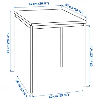 IKEA SANDSBERG Masa, negru, 67x67 cm