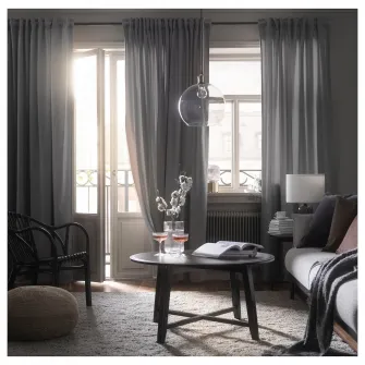 IKEA SANDSVINGEL Draperii, 2buc, gri/rjns, 135x300 cm