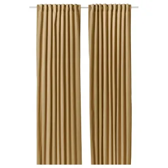 IKEA SANELA Draperii, 2buc, bej-galben/rjns, 140x300 cm