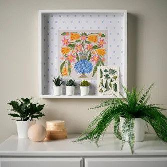 IKEA SANNAHED Rama cu afis, vaza albastra cu flori, 50x50 cm