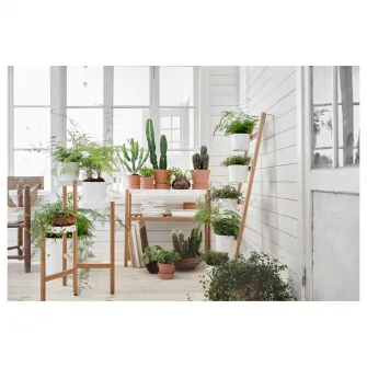 IKEA SATSUMAS Suport plante, bambus/alb, 78 cm