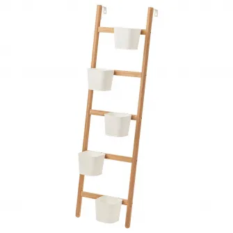 IKEA SATSUMAS Suport plante cu 5 ghivece, bambus/alb, 125 cm