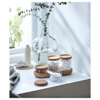 IKEA SAXBORGA Borcan cu capac si tava, set 5 buc., sticla pluta