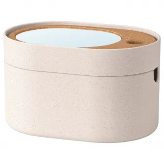 IKEA SAXBORGA Cutie depozitare cu capac oglinda, plastic pluta, 24x17 cm