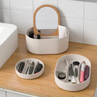 IKEA SAXBORGA Cutie depozitare cu capac oglinda, plastic pluta, 24x17 cm