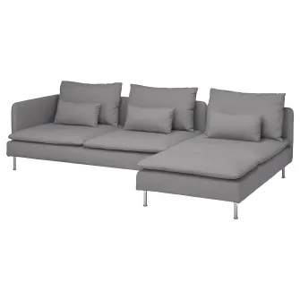 IKEA SÖDERHAMN Canapea 4 locuri cu sezlong, capat deschis Tonerud/gri