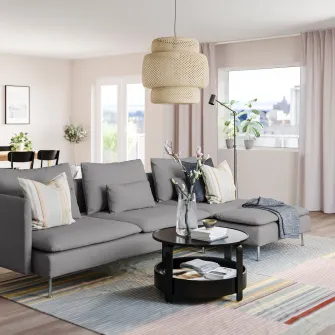 IKEA SÖDERHAMN Canapea 4 locuri cu sezlong, capat deschis Tonerud/gri