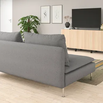 IKEA SÖDERHAMN Canapea 4 locuri cu sezlong, capat deschis Tonerud/gri