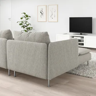 IKEA SÖDERHAMN Canapea 4 locuri, cu sezlong capat deschis/Viarp bej/maro