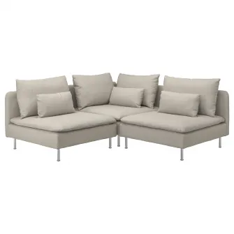 IKEA SÖDERHAMN Canapea colt 3 locuri, Fridtuna bej deschis