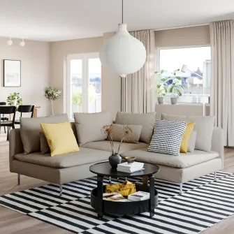 IKEA SÖDERHAMN Canapea colt 3 locuri, Fridtuna bej deschis