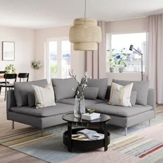IKEA SÖDERHAMN Canapea colt 3 locuri, Tonerud gri