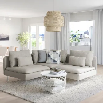 IKEA SÖDERHAMN Canapea colt 3 locuri, Viarp bej/maro