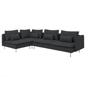 IKEA SÖDERHAMN Canapea colt, 4 locuri, capat deschis/Fridtuna gri inchis