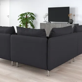 IKEA SÖDERHAMN Canapea colt, 4 locuri, capat deschis/Fridtuna gri inchis