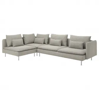 IKEA SÖDERHAMN Canapea colt, 4 locuri, capat deschis/Viarp bej/maro