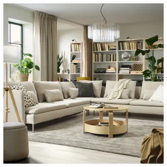 SÖDERHAMN coltar extensibil, 6 locuri, Fridtuna bej deschis